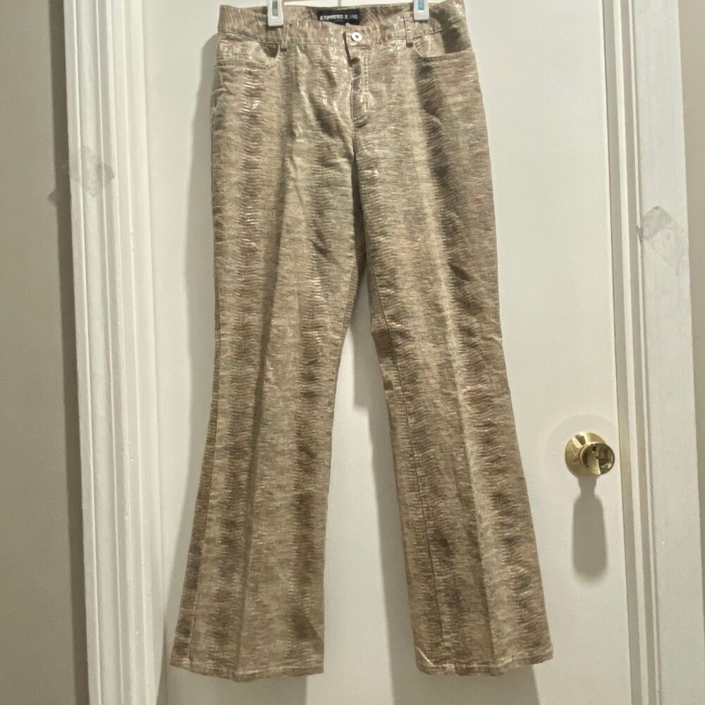 Vintage Express Y2K 90s Boho Western Bootcut Animal Pr. Cotton Stretch Hippie P…